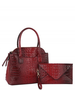 Fashion Croco Top Handle Satchel with Clutch HFQF-0050 RED